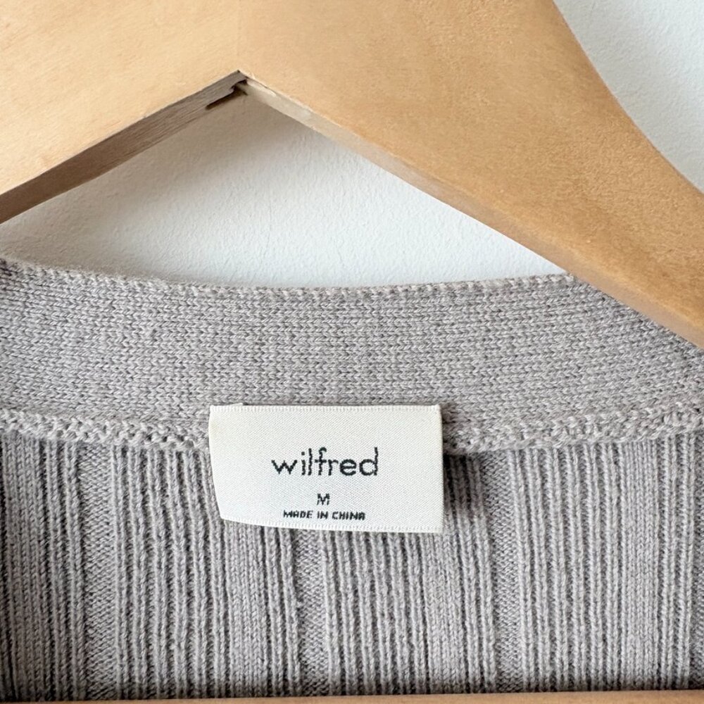 Aritzia Wilfred Thais Knit Plunge Sweater Cardigan Wool Cotton Grey Size Medium - Picture 6 of 7